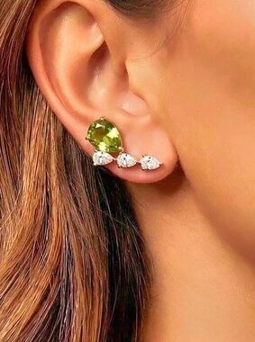 New Green Gemstone Drop Earrings
